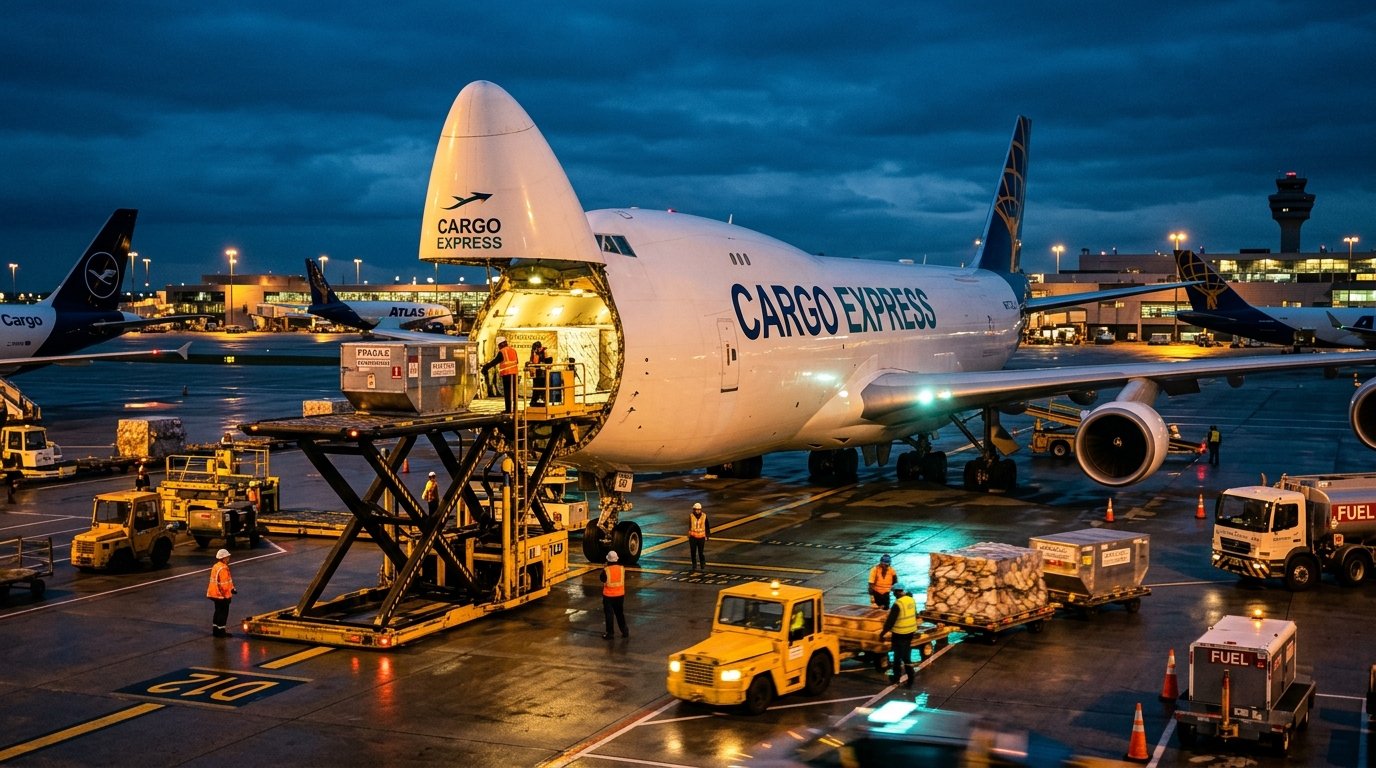 Airfreight cargo loading onto aircraft